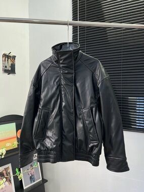 Acne Black Padded Leather Performance Jacket